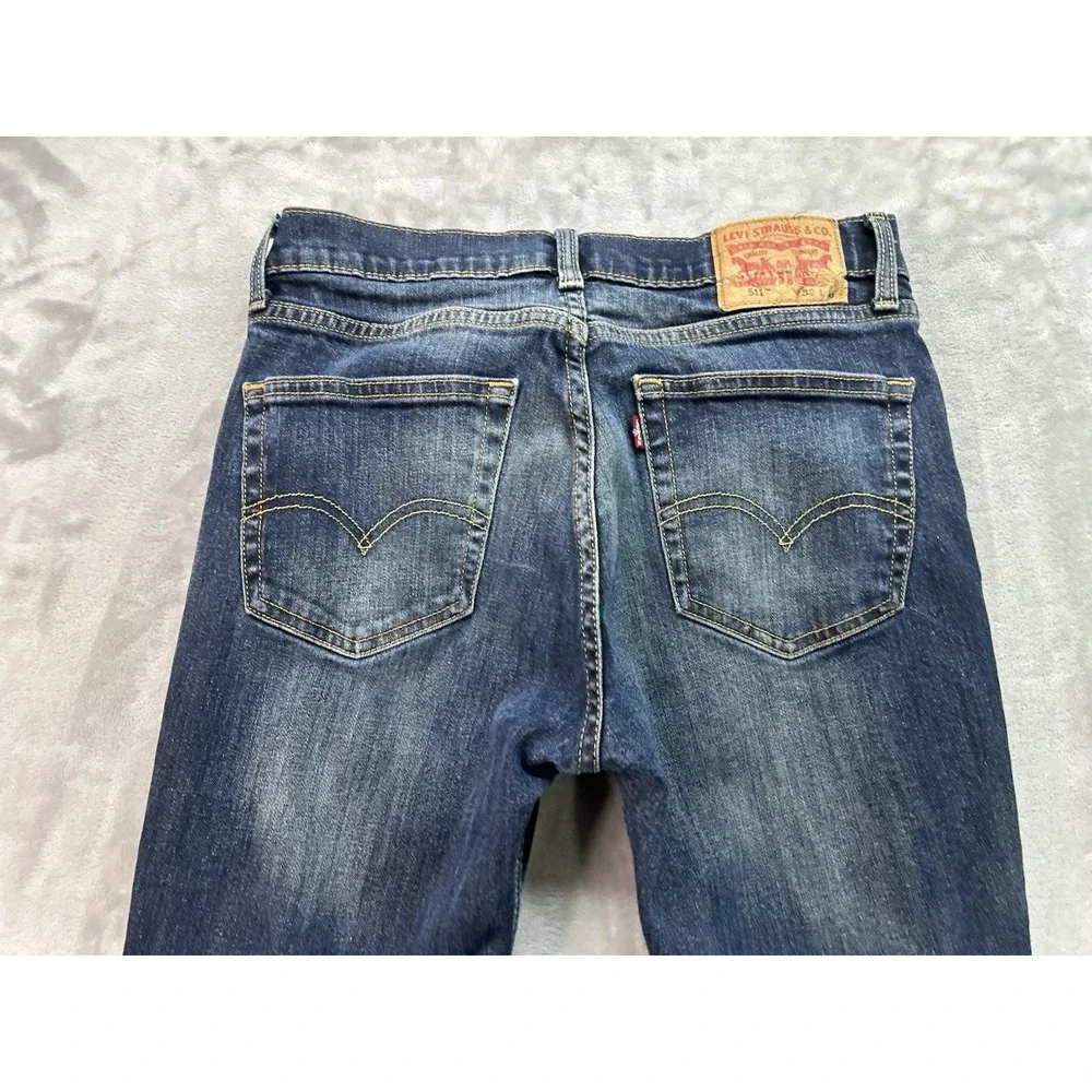 Levis 511 Slim Fit Jeans Mens Sz 30x30 Blue Distressed Denim Guys Work Pants